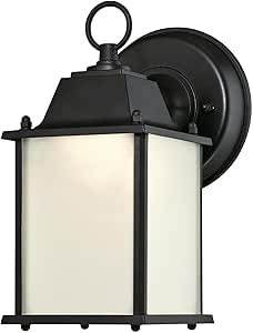 6107500 One-Light Dimmable LED Outdoor Wall Fixture, Textured Black Finish with Frosted Glass