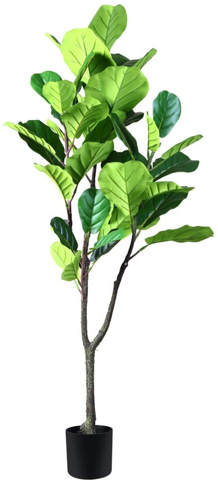 CROSOFMI Artificial Fiddle Leaf Fig Tree 4 Feet Fake Ficus Lyrata Plant with 42 Leaves Faux Plants in Pot for Indoor Outdoor House Home Office Garden Modern Decoration Perfect Housewarming Gift