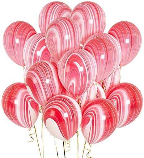 100 Pcs Marble Agate Latex Balloons, 10 Inches Party Balloon Decoration for Wedding, Birthday Party, Photobooth, Backdrop Etc.(Red)