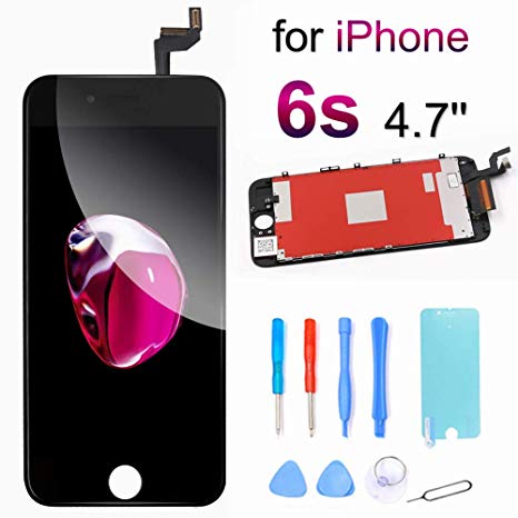 pushang for iPhone 6S Screen Replacement with Digitizer Assembly Free Tools Screen Protector 4.7" LCD Touch Display (Black)