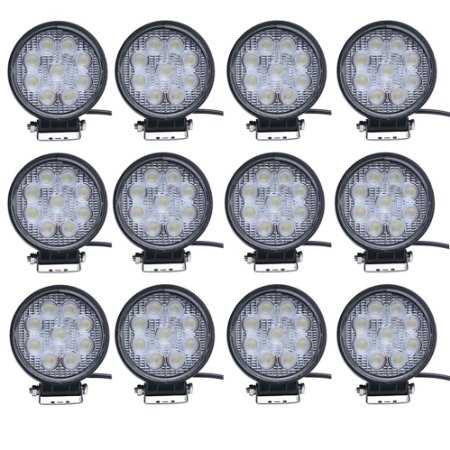 ANNT 27W Led Work Flood Round Light Off Road IP 67 12 Pack 27W Round Flood Light