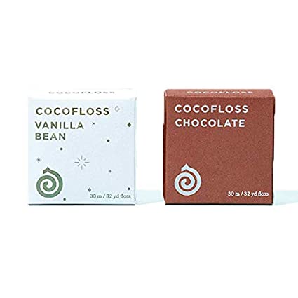 COCOFLOSS Coconut-Oil Infused Woven Dental Floss | Chocolate & Vanilla 2-Scoop Set | Dentist-Designed | Vegan and Cruelty-Free | 4-Month Supply (32 Yds x 2 Packs)
