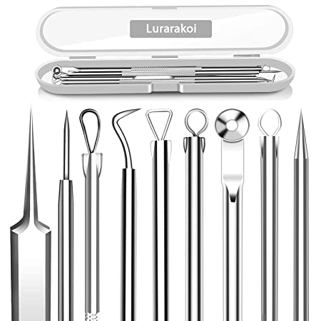 5PCS Blackhead remover, Pimple Removal Tools, Blemish Whitehead Popping Removal, Whiteheads Spot Removing Zit Tool, Curved Blackhead Tweezers Kit, Treatment for for Risk Free Nose Face Skin