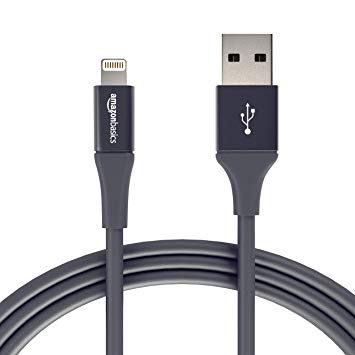 AmazonBasics USB A Cable with Lightning Connector, Premium Collection - 6 Feet (1.8 Meters) - Single - Gray