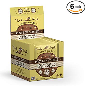 Munk Pack - Peanut Butter Chocolate Chip - Protein Cookie - 6 Pack - 18g Protein, Vegan, Gluten-Free, Soft Baked - 2.96oz