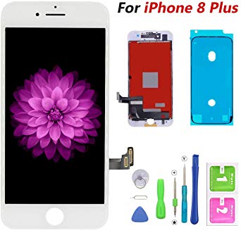 Compatible with iPhone 8 Plus Screen Replacement White,FFtopu LCD Display & Touch Screen Digitizer Frame Assembly Set with 3D Touch Free Repair Tool（5.5''