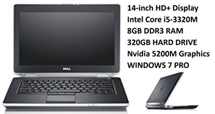 Dell Latitude E6430 Business Laptop PC, 14.1-Inch HD  Display, Intel Core i5 2.6GHz Processor, 8GB DDR3 RAM, 320GB HDD, DVD, Nvidia 5200M, Windows 7 Professional (Certified Refurbished)