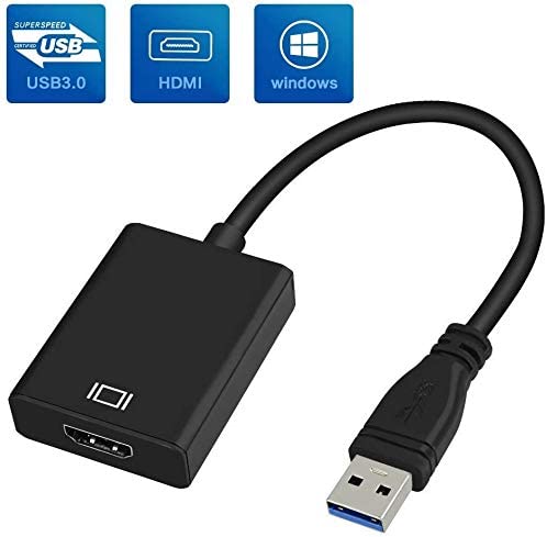 USB to HDMI, USB 3.0 to HDMI Adapter, 1080P HD Video Audio Graphics Cable Converter for PC Laptop Projector HDTV Compatible with Windows XP 10/8.1/8/7 (Not Support MAC, Linux, Vista Chrome)