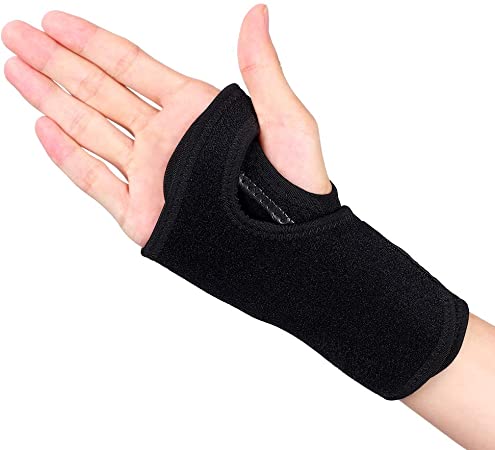 Wrist Brace, Wrist Support Brace Palm Protector with Adjustable Straps and Metal Splint Stabilizer for Carpal Tunnel, Arthritis, Tendinitis, Sprains, Joint Pain Relief (Right)