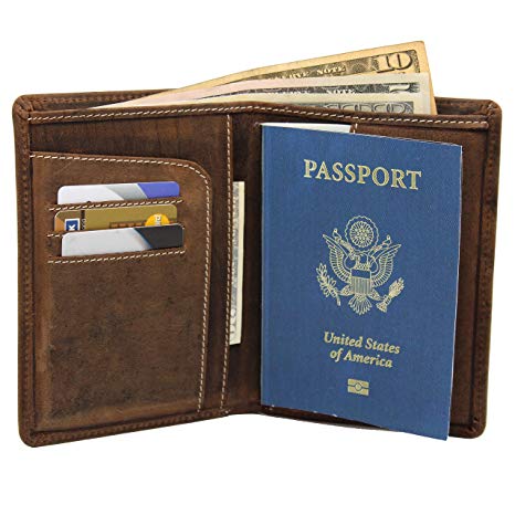 Slim Leather Travel Wallet passport holder with RFID Block