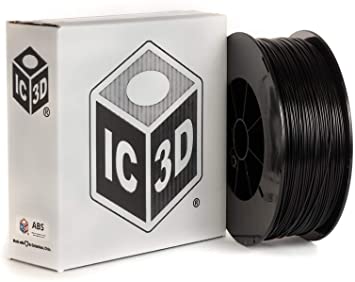IC3D High Quality Black 1.75mm ABS 3D Printer Filament - 2.5kg Spool **10% More Filament, Same Spool** - Dimensional Accuracy +/- 0.05mm - Professional Grade 3D Printing Filament - Made in USA