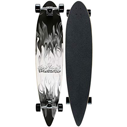 Krown Gray/White Flame Complete Longboard Skateboard