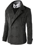 H2H Mens Casual Regular Fit Wool Half Coat with Quilted Lining