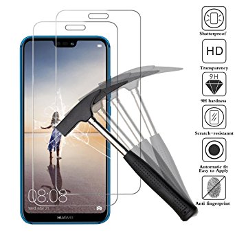 [2-Pack] Huawei P20 Lite Screen Protector, Huawei Nova 3e Tempered Glass, ANEWSIR Tempered Shatterproof Glass Screen Protector Anti-Shatter Film [Premium Crystal Clear] [Easy Bubble-Free Installation] [Scratch-Resistant].