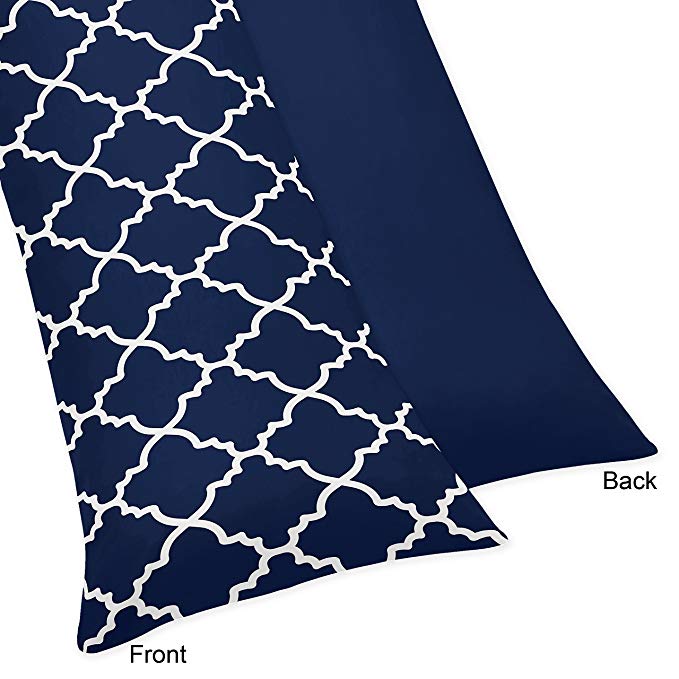 Sweet Jojo Designs Navy Blue and White Modern Body Case Cover for Trellis Lattice Collection (Pillow Not Included)