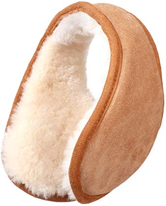 Winter Ear Muffs for Women and Men, Australian Sheepskin Wool Ear Warmer, Outdoor Classic Soft EarMuffs, One size
