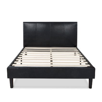 Zinus Deluxe Faux Leather Upholstered Platform Bed with Wooden Slats King