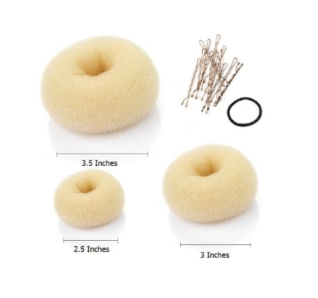 Beaute Galleria - Bundle 3 Pieces Chignon Hair Donuts Ring Style Bun Maker (Large, Medium, Small) (Beige)