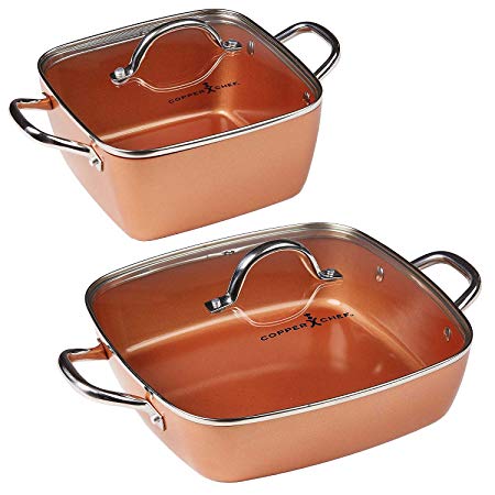 Copper Chef 4-Piece Deep Casserole Pan Set (8", 12")