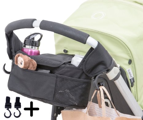 Baby Stroller Organizer with Cup Holder Pockets. Including Two Hooks for Accessories.