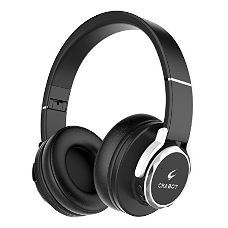 Bluetooth Headphones Over Ear, Crabot Stereo Wireless Headset, Foldable Earphones with 24 Hours Playtime/ CSR Stereo/ 40mm Powerful Bass Drivers/CVC 6.0 Noise Reduction/Built-In Mic