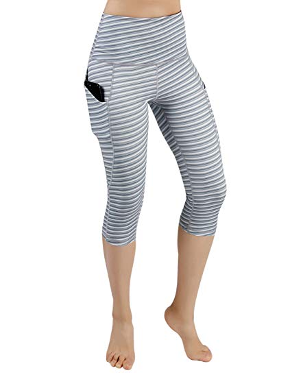 ODODOS High Waist Out Pocket Printed Yoga Pants Tummy Control Workout Running 4 Way Stretch Yoga Leggings