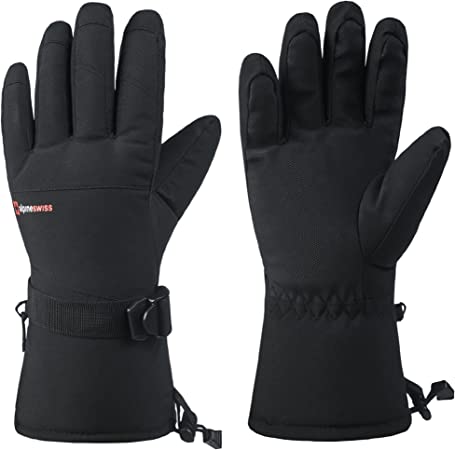 alpine swiss Mens Waterproof Gauntlet Ski Gloves Winter Sport Snowboarding Windproof Warm 3M Thinsulate