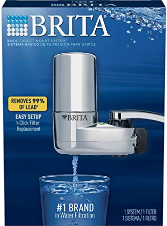 Brita Tap Water Filter System, Water Faucet Filtration System with Filter Change Reminder, Reduces Lead, BPA Free, Fits Standard Faucets Only - Chrome Limited Edition