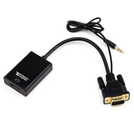 Tendak Gold-Plated VGA to HDMI Adapter Cable with Audio Input PC to TV Lead 1080P Connecting VGA Laptop to HDMI Monitor HDTV Projector
