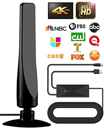 Digital Amplified Indoor TV Antenna – Powerful HDTV Best Amplifier Signal Booster 100-150 Miles Range Support 4K Full HD Smart Tvs and Older Tvs with 16ft Coaxial Cable