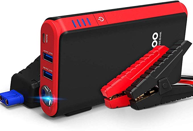 GOOLOO Jump Starter Power Pack Quick Charge in & Out 500A Peak Car Jump Starter (Up to 4.5L Gas) 12V Car Battery Booster Jump Starter Emergency Portable Battery Jump Starters Pack (Black/Red)