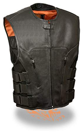 Milwaukee Leather Men's Bullet Proof Look Swat Vest w/Single Panel Back & Dual Inside Gun Pockets (XXX-Large)