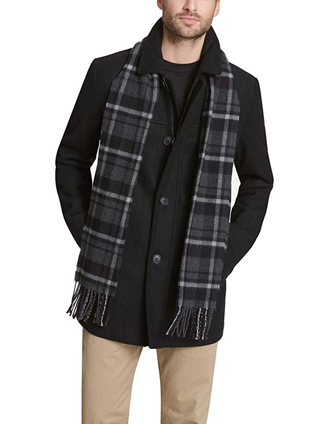 Dockers Men's Weston Wool Blend Car Coat with Scarf