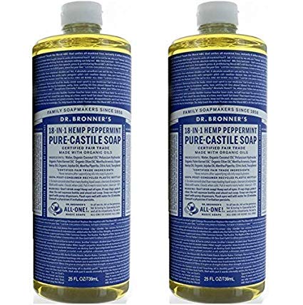Dr. Bronner Hemp Peppermint Pure Castile Oil Made With Organic Oils Certified - 25 oz, 2 Pack