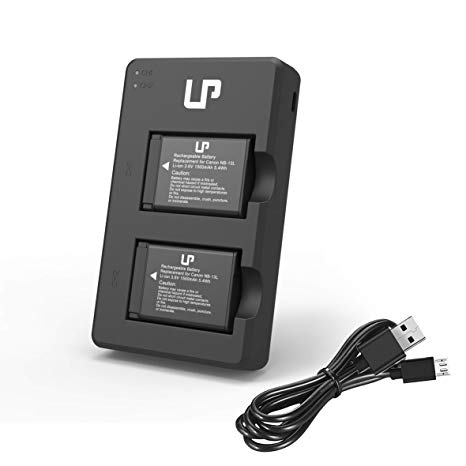 LP NB-13L Battery Charger Set, 2-Pack Battery & Dual Charger, Compatible with Canon PowerShot G1 X Mark III, G7 X, G7 X Mark II, G9 X, SX720 HS &More