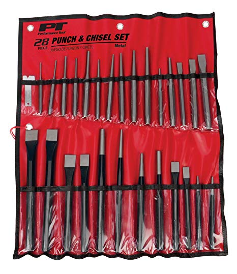 Performance Tool W754 28pc Punch Chisel Set Roll-up Vinyl Storage Pouch