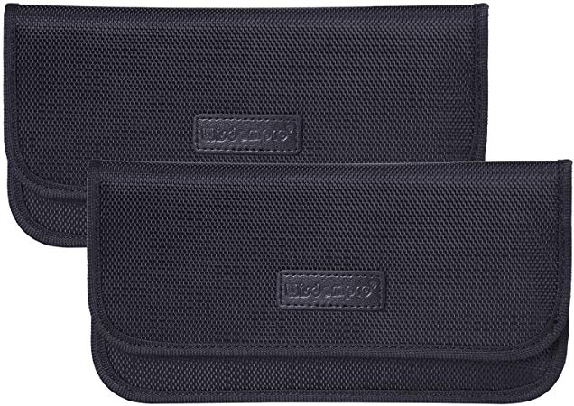 Faraday Bag, 2 Pack of Wisdompro RFID Signal Blocking Bag Shielding Pouch Wallet Case for Cell Phone Privacy Protection and Car Key FOB (Black)