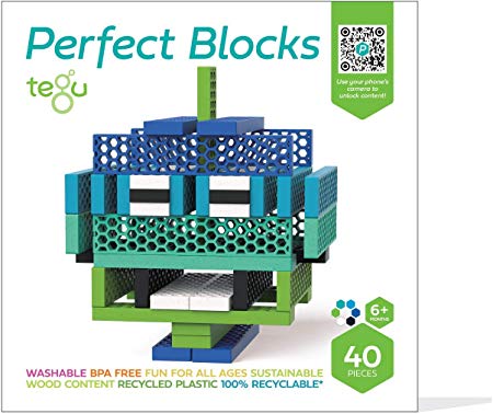 Tegu 40 Piece Perfect Blocks Building Set- Amazon Exclusive - Green & Blue