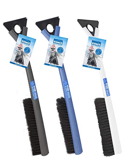 Kungs Max-IS Heavy Duty 20.5" Snow Brush and Ice Scraper with Removable Triangular Scraper - 3 brushes
