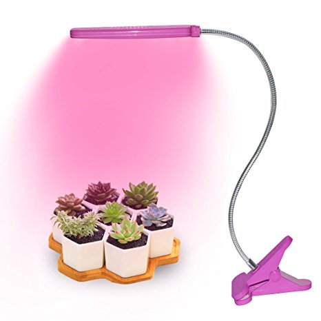 Led Grow Light, fashion&cool 10W Plant Growing Clip Desk Lamp with 360 Degree Flexible Gooseneck for Indoor Plants flowering, Blooming, Greenhouse, Garden, Office, Home - 10W 3 Bands, Pink