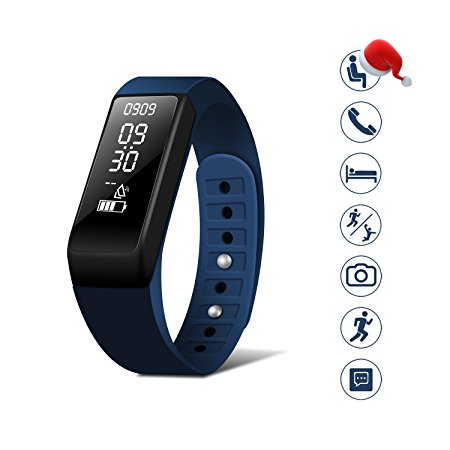 Activity Tracker / Smart Watch - SMBOX Bluetooth 4.0 Fitness Tracker Watch with Slim Touch Screen and Wristbands, Fitbit Charge Pedometer with Sleep Monitor for IOS Android I5PLUS / I3HR(Black&Blue&Red)