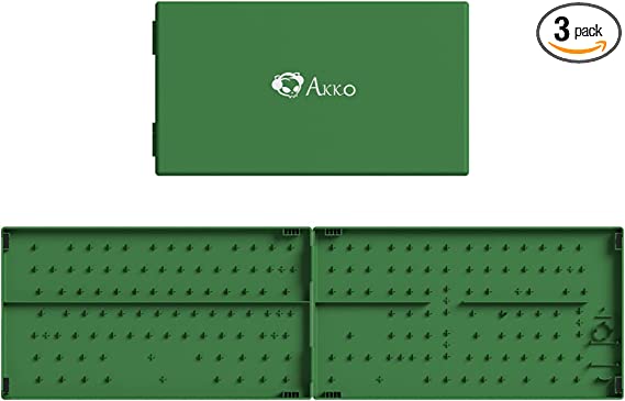 Akko Keycaps Storage Collection Box 3-Pack, ABS Dustproof Display Case with Magnetic Catches, Green Box for Protecting and Storing Keycaps with Dividers