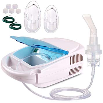 GoorDik Cool Mist Inhaler Compressor System Treatment Machine with Mouthpiece Mask Tubing Kit for Kid Adult