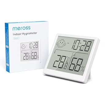 meross Digital Hygrometer Indoor Thermometer Humidity Meter, Room Thermometer Gauge with Large LCD Display Fast Response High Accuracy Comfort Indicator for Home, Greenhouse, Reptile Box, Cellar