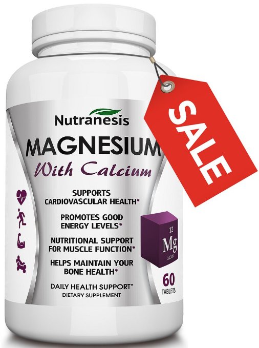 Magnesium Citrate Energy Boosting Formula No Fillers - 1000mg Calcium and 500mg Magnesium Citrate - Supports Muscle Bones and Heart - Order Risk Free