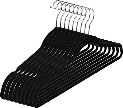 Clothes Hangers- Suit Dress Shirt Black Velvet Hangers Fashion Thin Non Slip Heavy Duty Clothes Velvet Hangers (Pack of 35)