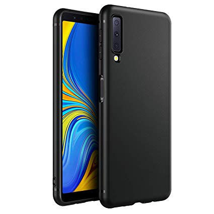 EasyAcc Case for Samsung Galaxy A7 2018, Black TPU Phone Case Matte Finish Slim Profile Back Cover Compatible with Samsung Galaxy A7 2018