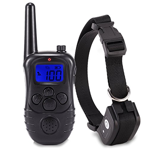 Trainion Electric Dog Shock Collar Rechargeable Backlight LCD Screen With Remote Beep/Vibration/Shock Training Collars for Dog