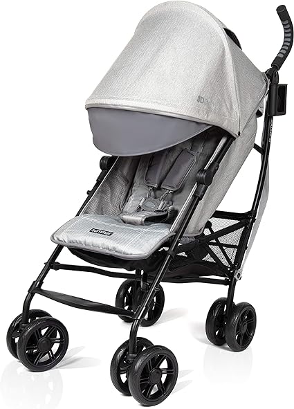 Summer Infant 3Dlite  Convenience Stroller, Granite Herringbone  – Lightweight Umbrella Stroller with Oversized Canopy, Extra-Large Storage and Compact Fold