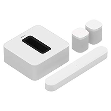 Sonos 5.1 Home Theater System with Pair of One SL (2 Items) Bundle with Beam (1 Item) and SUB (1 Item) - White